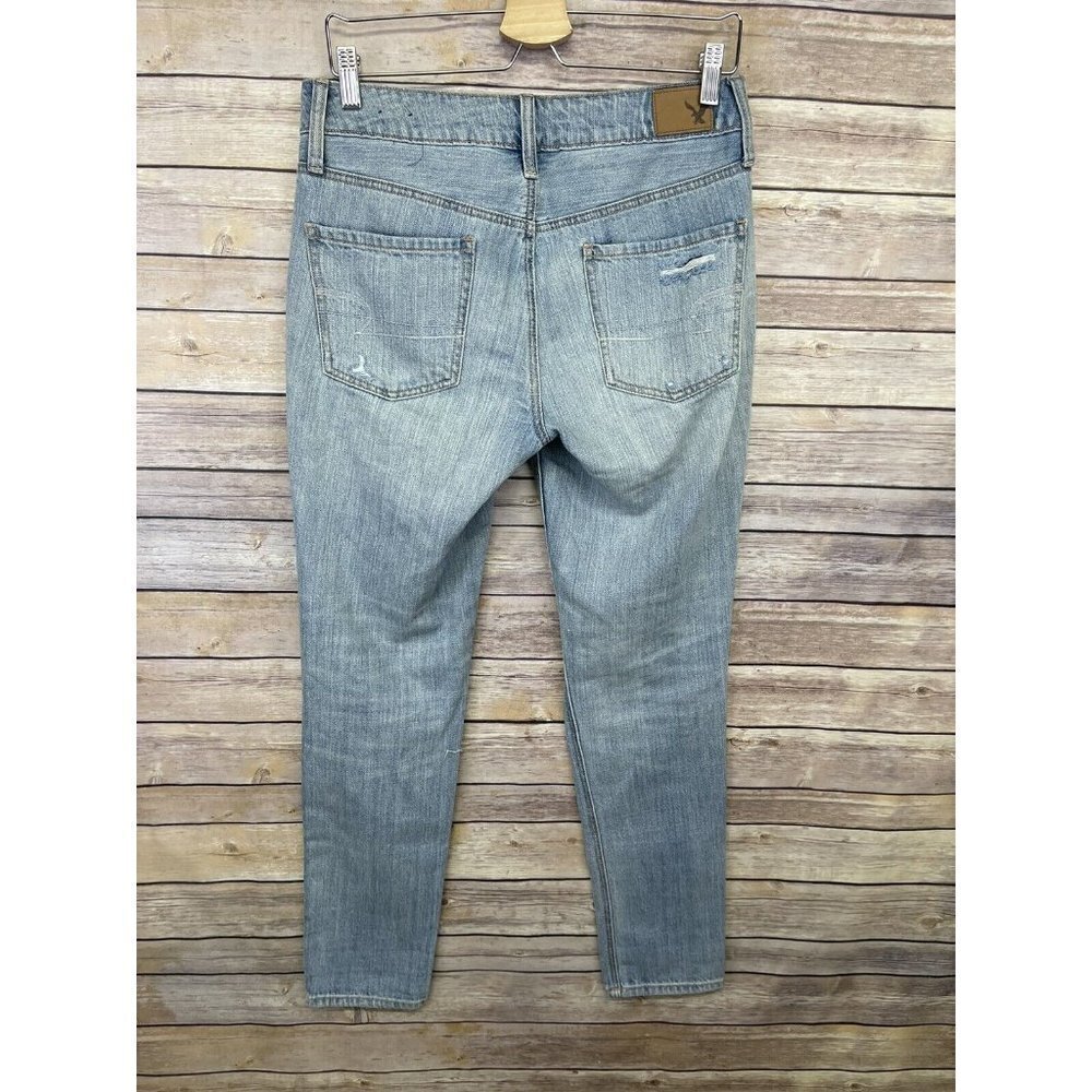 American Eagle Womens 0 Tomgirl Jeans Destroyed Boho Button Fly Denim Holes - Picture 6 of 11